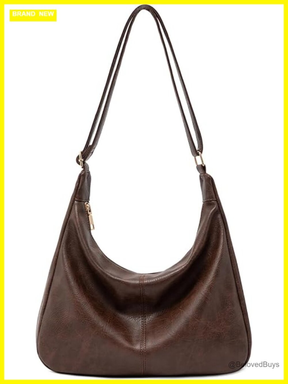 Foldable Vegan Leather Shoulder Hobo Tote Crossbody Purse
